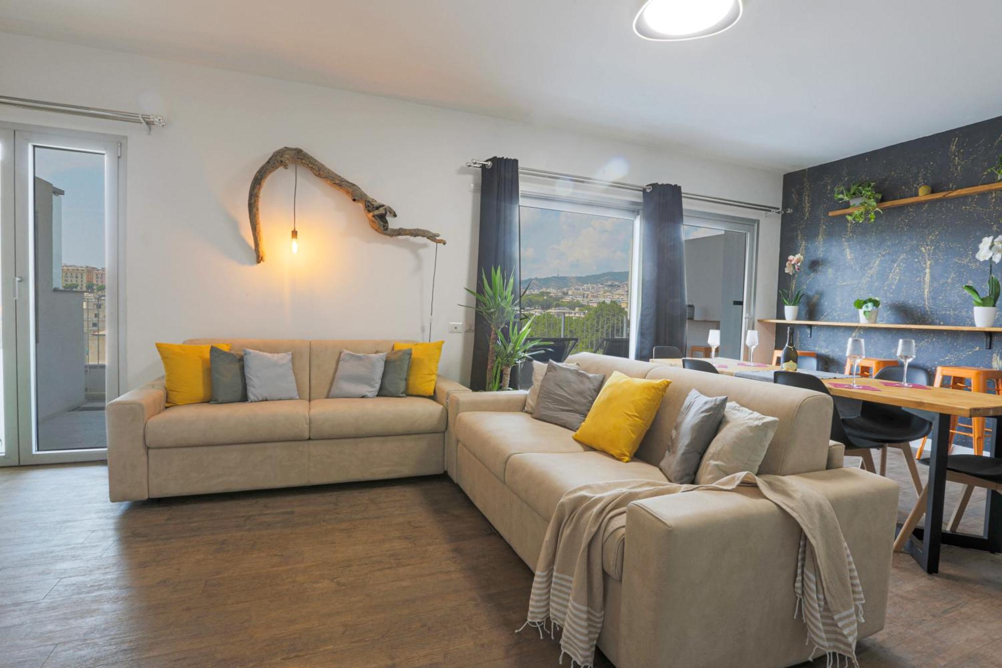 Attico Luxury Con Parcheggio E Terrazza Vista Mozzafiato Apartment Genoa Ruang foto